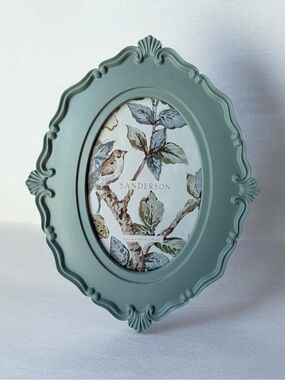 Sage Green Ornate Oval Photo Frame 4”x6” photo